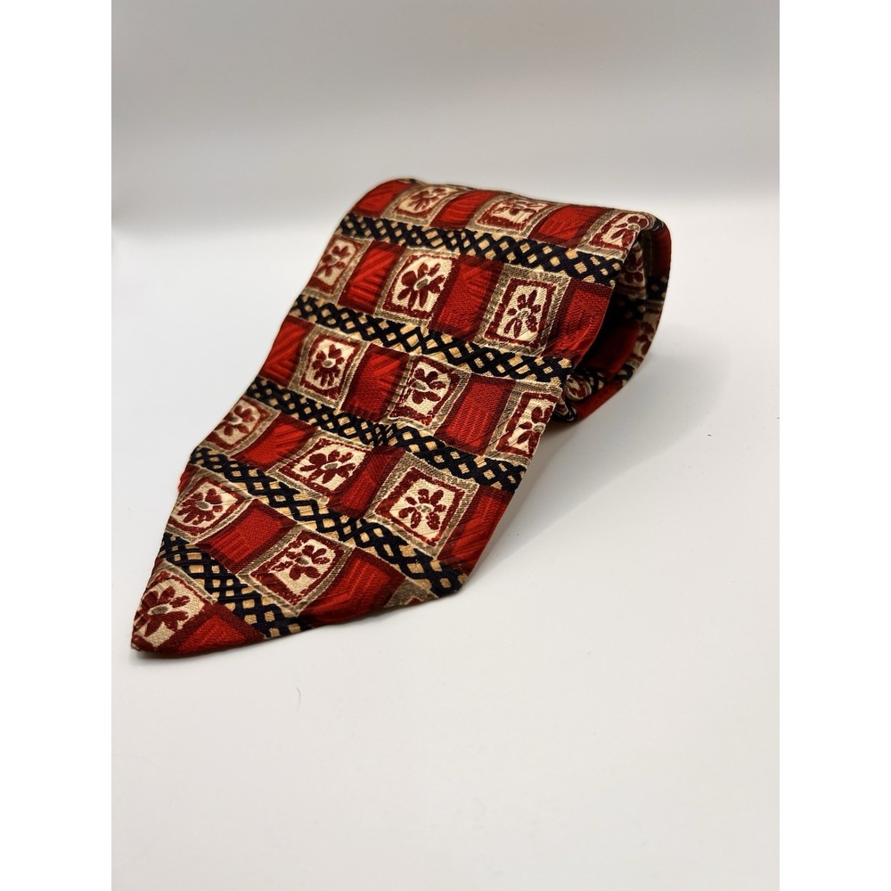 ROBERT TALBOTT Tie Best of Class Mens Silk Necktie‎ Designer Geometric Red GUC